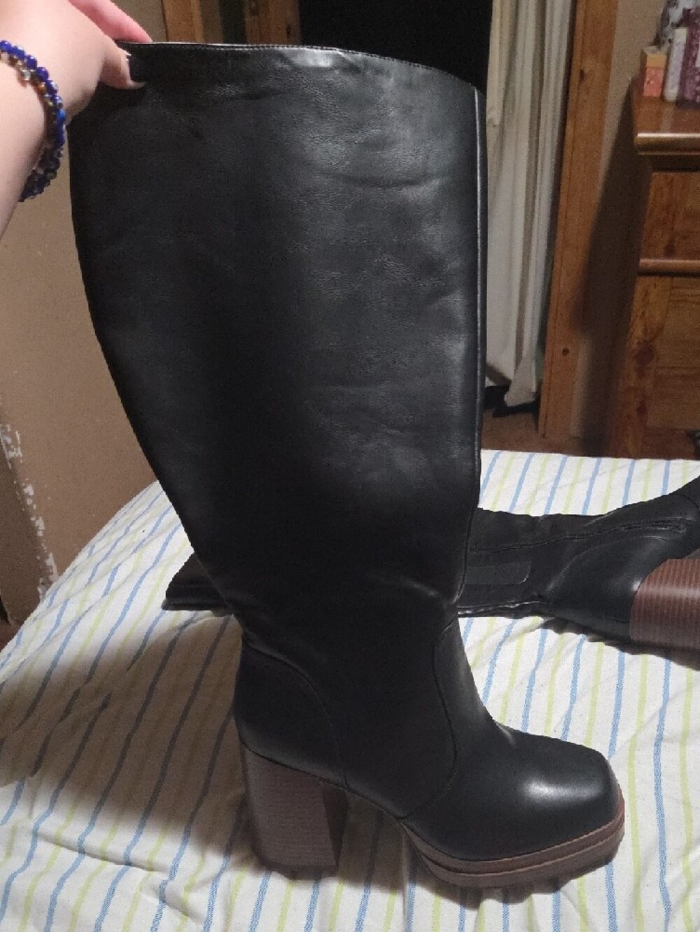 Torrid Black Knee-High Block Heel Boots 10WW